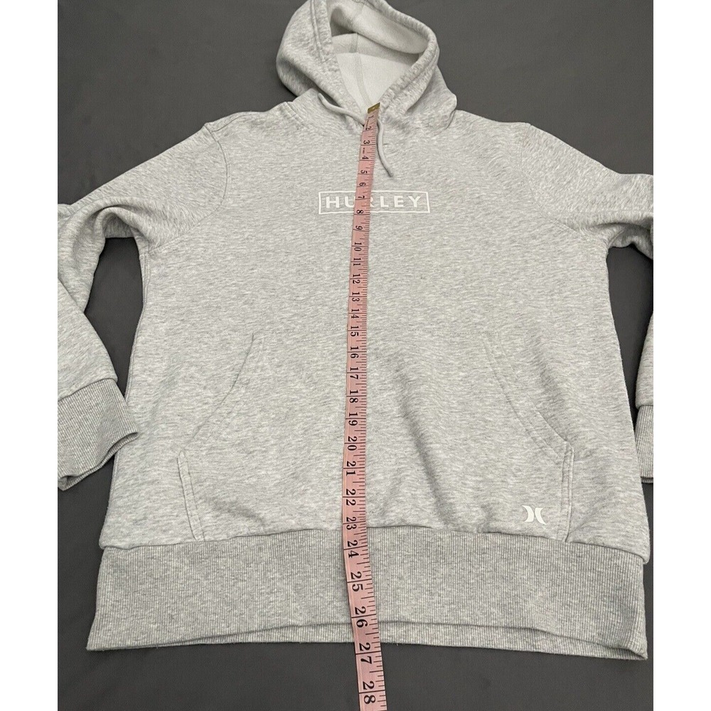 Hurley Womens Small Hoodie Sweater Gray Long Sleeve Pullover Logo Front Pocket - Picture 12 of 13